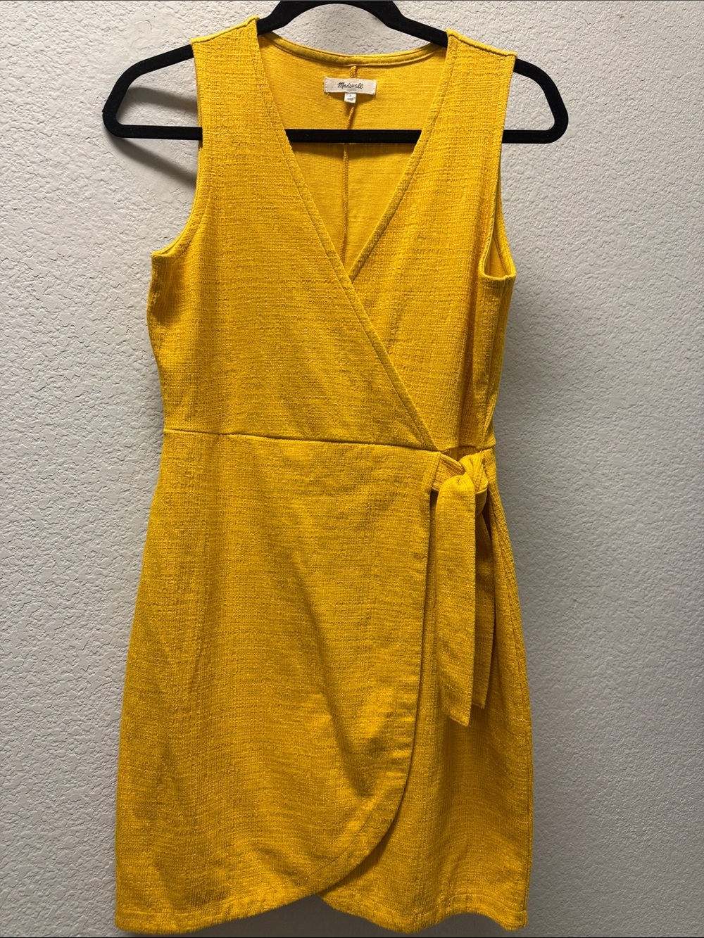 Madewell Mustard Yellow Sleeveless Wrap-Front Mini Dress